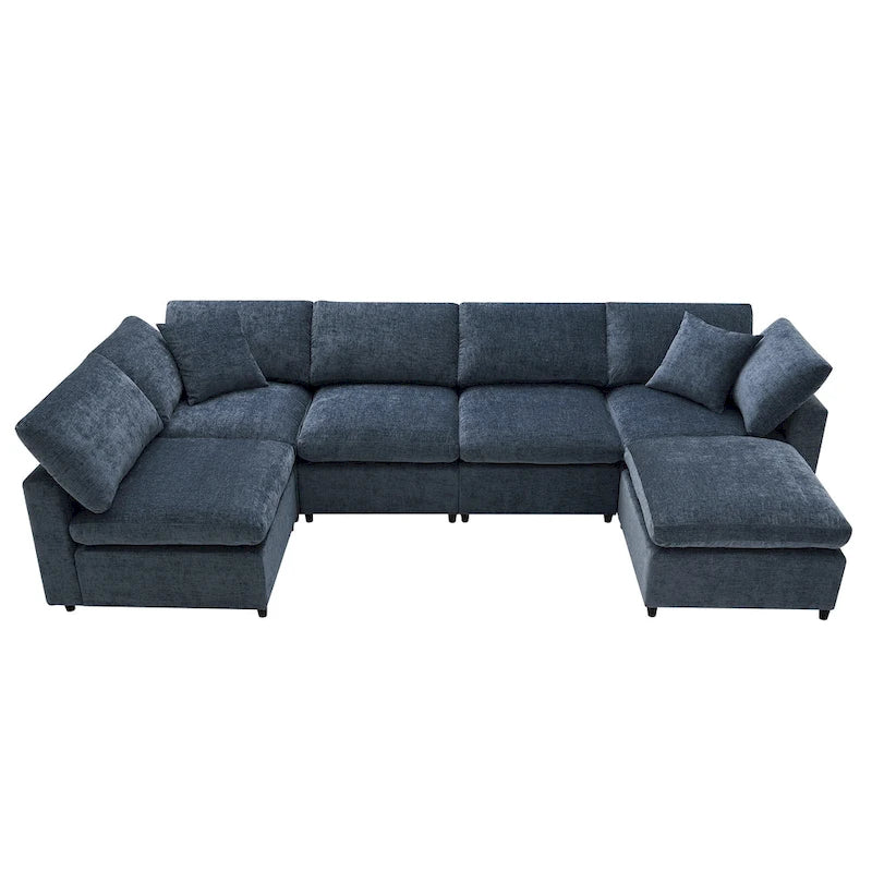 U Shaped Modular Cloud Sofa with Ottoman, Convertible Sleeper Sofa