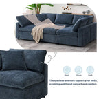U Shaped Modular Cloud Sofa with Ottoman, Convertible Sleeper Sofa