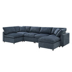 U Shaped Modular Cloud Sofa with Ottoman, Convertible Sleeper Sofa