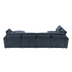 U Shaped Modular Cloud Sofa with Ottoman, Convertible Sleeper Sofa