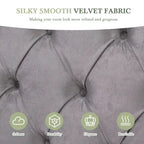 Low-Profile Platform Bed, Modern Velvet Upholstered Bed, Diamond Tufted Headboard Wingback Bed with 2 Nightstands Storage Bed