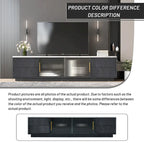 Glass Doors TV Stand for 70  TV, Media Console with 4 Drawers Floor Wood TV Media Center Table with Large Storage Cabinet