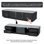 Glass Doors TV Stand for 70  TV, Media Console with 4 Drawers Floor Wood TV Media Center Table with Large Storage Cabinet