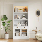 Versatile Tall Bookshelf with LED Lighting and Multiple Storage Options for Home