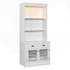 Versatile Tall Bookshelf with LED Lighting and Multiple Storage Options for Home