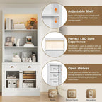 Versatile Tall Bookshelf with LED Lighting and Multiple Storage Options for Home
