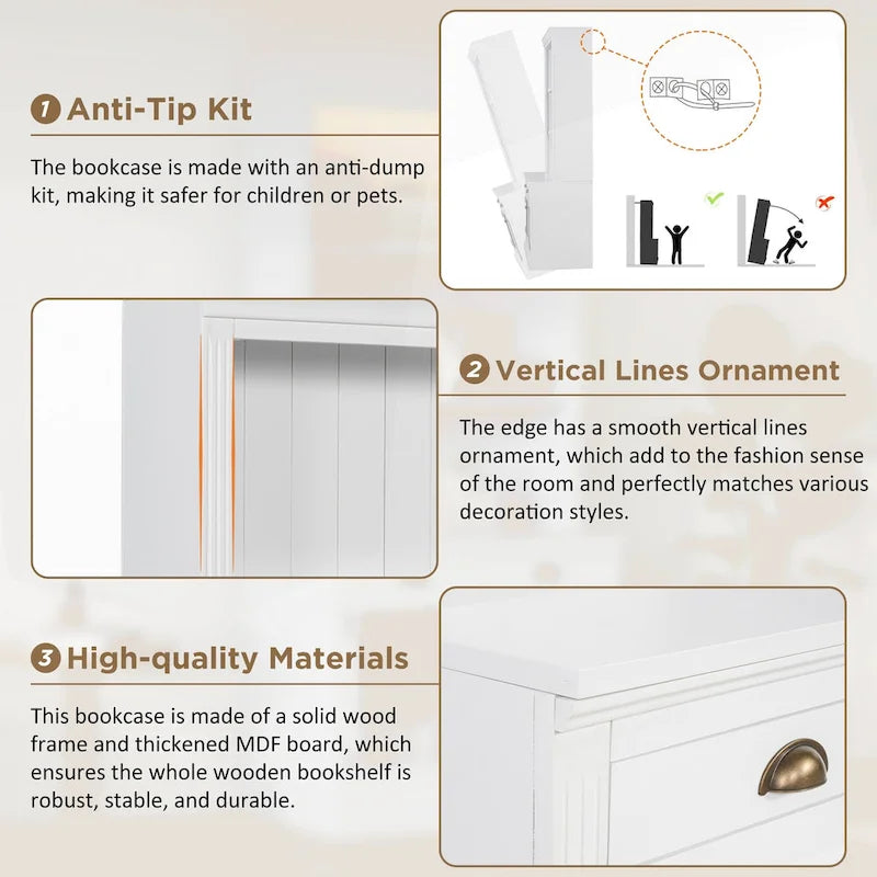 Versatile Tall Bookshelf with LED Lighting and Multiple Storage Options for Home