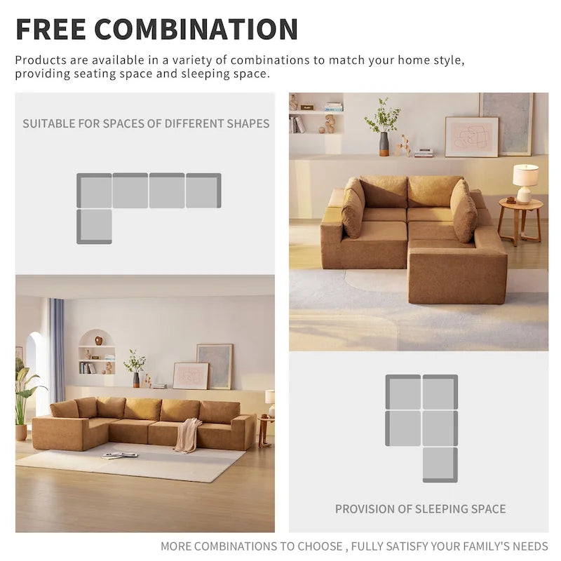 147  Modular Sectional Sofa,L Shaped Wide Seat Couch,Free Combination