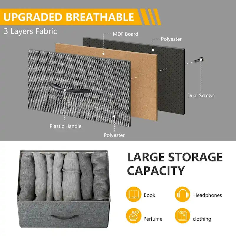 Freestanding 7-Drawer Chest of Drawers Chest Tower TV Stand with Wood Top for Closet Bedroom