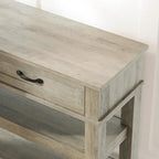 Farmhouse Console Table, Rustic Entryway Table with 2 Drawers and 2 Shelves, Wood Sofa Table Entryway Desk