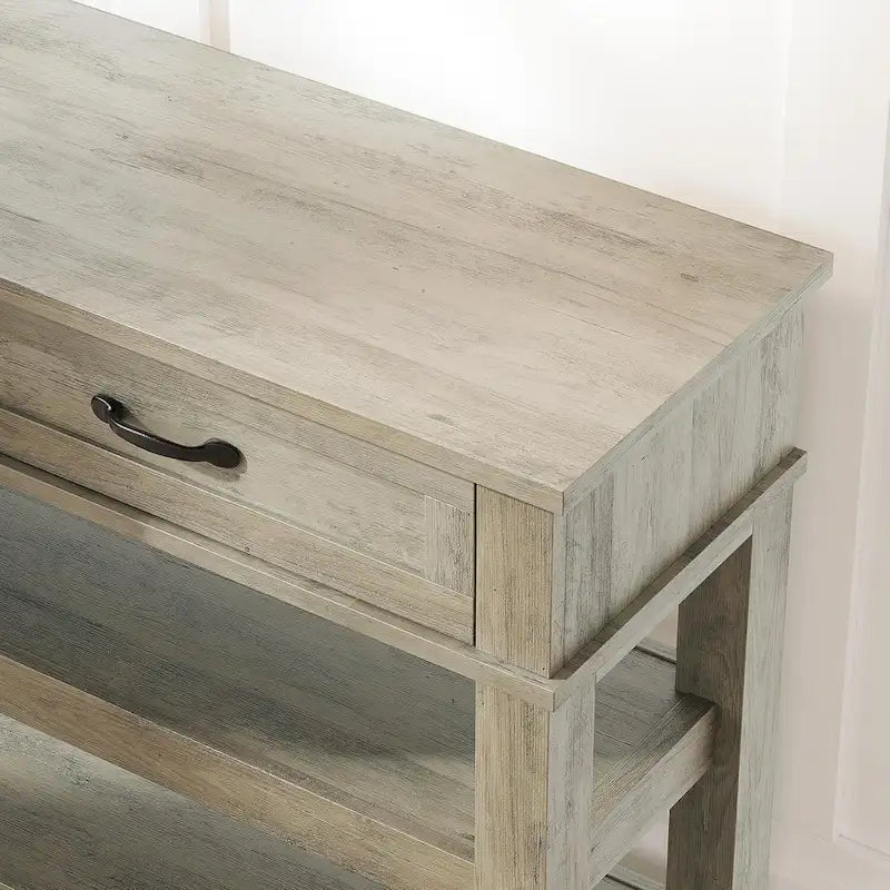 Farmhouse Console Table, Rustic Entryway Table with 2 Drawers and 2 Shelves, Wood Sofa Table Entryway Desk