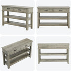 Farmhouse Console Table, Rustic Entryway Table with 2 Drawers and 2 Shelves, Wood Sofa Table Entryway Desk