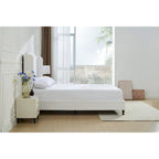 Hannah Upholstered Wingback Bed Size King / Tall 54  Headboard Upholstered King Bed / Premium Cream White Chenille