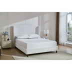 Hannah Upholstered Wingback Bed Size King / Tall 54  Headboard Upholstered King Bed / Premium Cream White Chenille