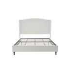 Hannah Upholstered Wingback Bed Size King / Tall 54  Headboard Upholstered King Bed / Premium Cream White Chenille