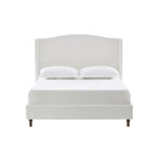 Hannah Upholstered Wingback Bed Size King / Tall 54  Headboard Upholstered King Bed / Premium Cream White Chenille