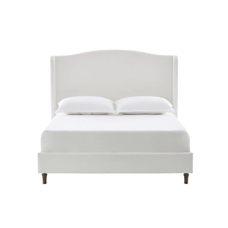 Hannah Upholstered Wingback Bed Size King / Tall 54  Headboard Upholstered King Bed / Premium Cream White Chenille