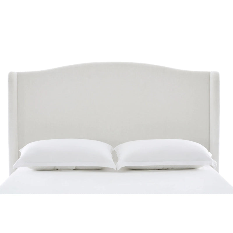 Hannah Upholstered Wingback Bed Size King / Tall 54  Headboard Upholstered King Bed / Premium Cream White Chenille