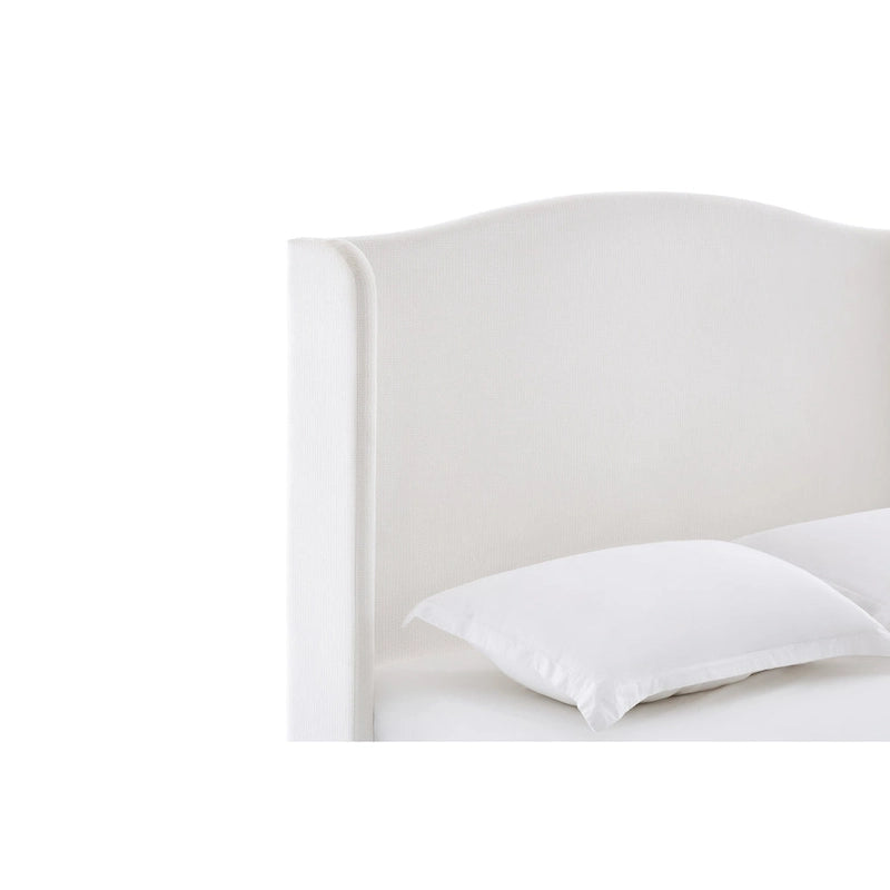 Hannah Upholstered Wingback Bed Size King / Tall 54  Headboard Upholstered King Bed / Premium Cream White Chenille