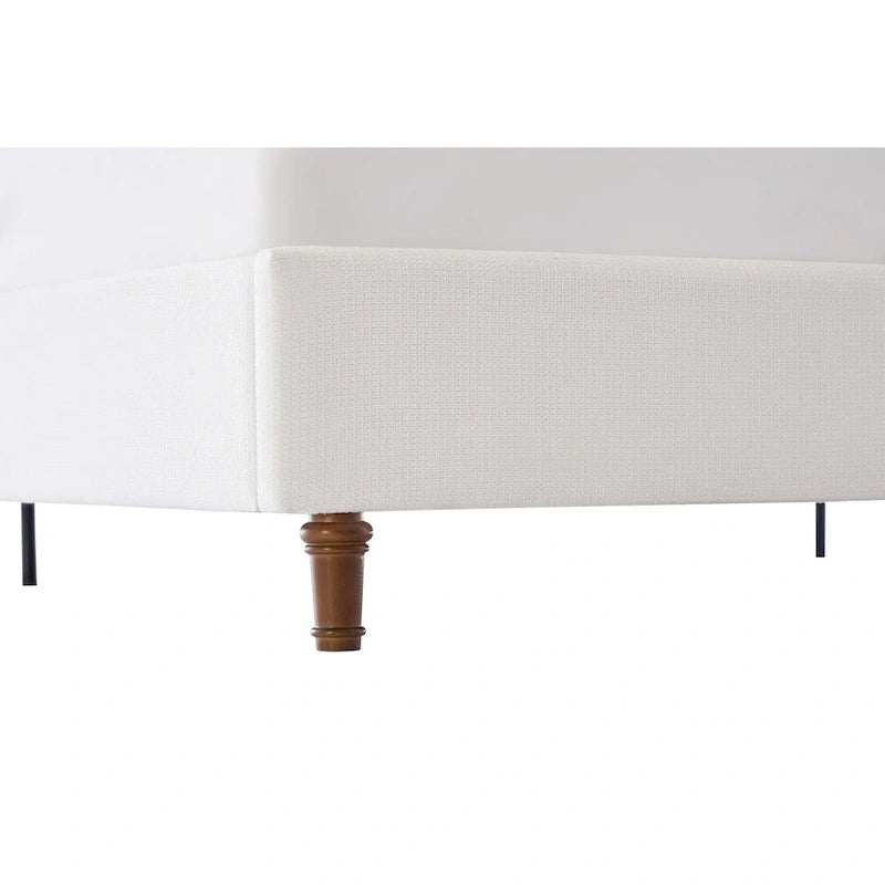 Hannah Upholstered Wingback Bed Size King / Tall 54  Headboard Upholstered King Bed / Premium Cream White Chenille