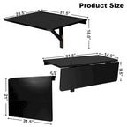 Gymax Wall-Mounted Drop-Leaf Table Floating Folding Desk Space Saver