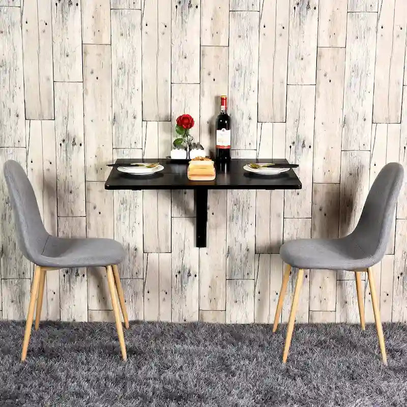 Gymax Wall-Mounted Drop-Leaf Table Floating Folding Desk Space Saver