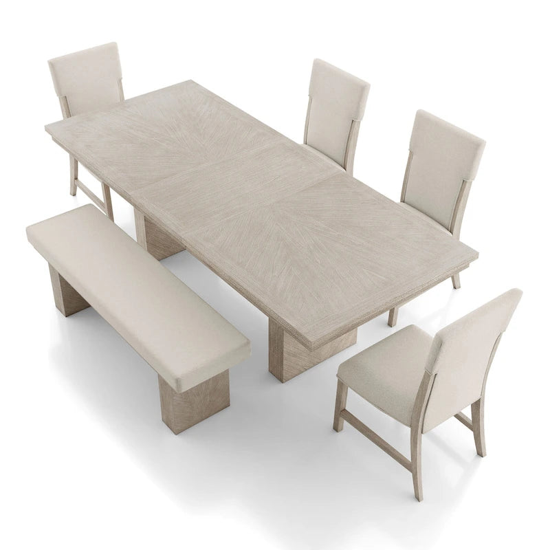 Furniture of America Yetaria Modern Farmhouse 6-Piece Natural Wood Dining Table Set