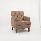 Suede Fabric Club Chair With Wood Legs