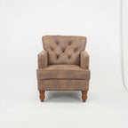 Suede Fabric Club Chair With Wood Legs