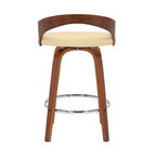 Faux Leather Swivel Counter Height Bar Chair with Wood Frame and Footrest