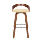 Faux Leather Swivel Counter Height Bar Chair with Wood Frame and Footrest