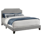 Grey Polyester Upholstered Queen Bed Frame with Headboard and Nailhead Trim