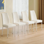 Stylish High Back Dining Chair Set for Various Rooms, PU Material Enhanced