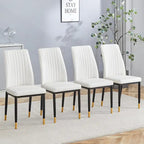 Stylish High Back Dining Chair Set for Various Rooms, PU Material Enhanced