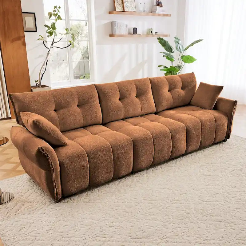 Modern 3-Seater Tufted Sofa Couch with Pillows