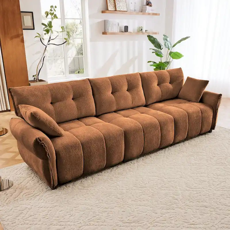Modern 3-Seater Tufted Sofa Couch with Pillows