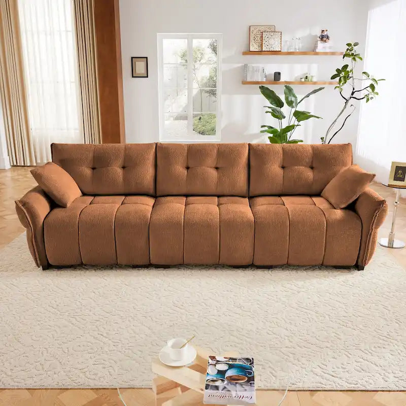 Modern 3-Seater Tufted Sofa Couch with Pillows