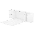 White Queen Size Murphy Bed with Shelves, Cabinets, USB Ports