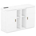 White Queen Size Murphy Bed with Shelves, Cabinets, USB Ports