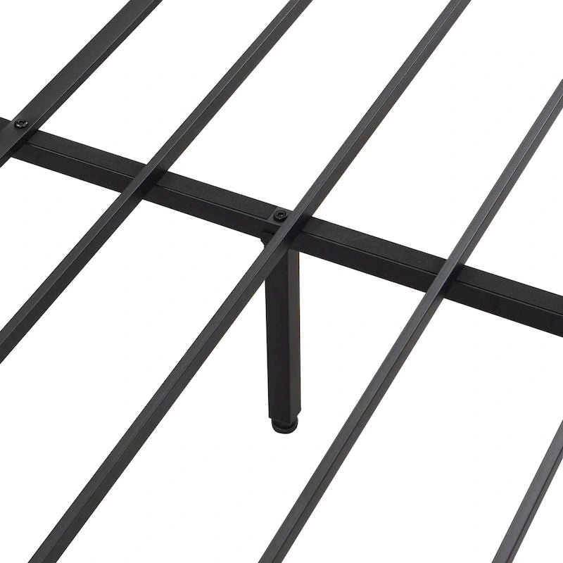 Black Brown King Size Metal Platform Bed with Wooden Headboard, Drawers, and LEDs