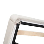 Beige Queen Size Upholstered Platform Bed with LED Lights and U-Shaped Headboard