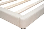 Beige Queen Size Upholstered Platform Bed with LED Lights and U-Shaped Headboard