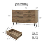 Rustic Style 47.24  Dresser TV Stand with 6 Deep Storage Drawers for Living Room