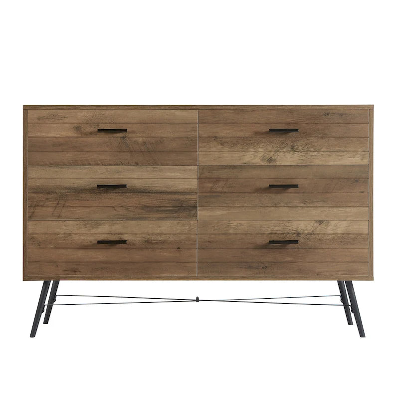 Rustic Style 47.24  Dresser TV Stand with 6 Deep Storage Drawers for Living Room
