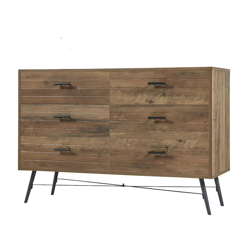 Rustic Style 47.24  Dresser TV Stand with 6 Deep Storage Drawers for Living Room
