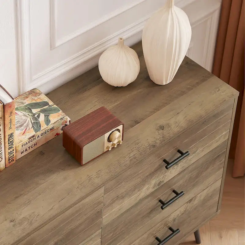 Rustic Style 47.24  Dresser TV Stand with 6 Deep Storage Drawers for Living Room