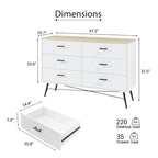 Rustic Style 47.24  Dresser TV Stand with 6 Deep Storage Drawers for Living Room