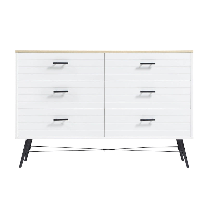 Rustic Style 47.24  Dresser TV Stand with 6 Deep Storage Drawers for Living Room