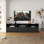 Black 70.87  TV Stand with 3 Open Storage Spaces and 3 Drawers for Living Room