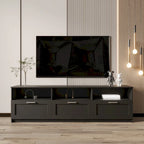 Black 70.87  TV Stand with 3 Open Storage Spaces and 3 Drawers for Living Room